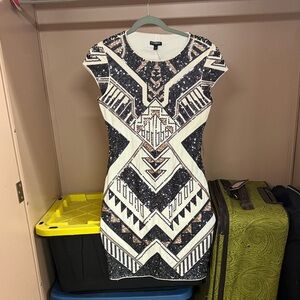 Express Black and White Sequin Mini Dress